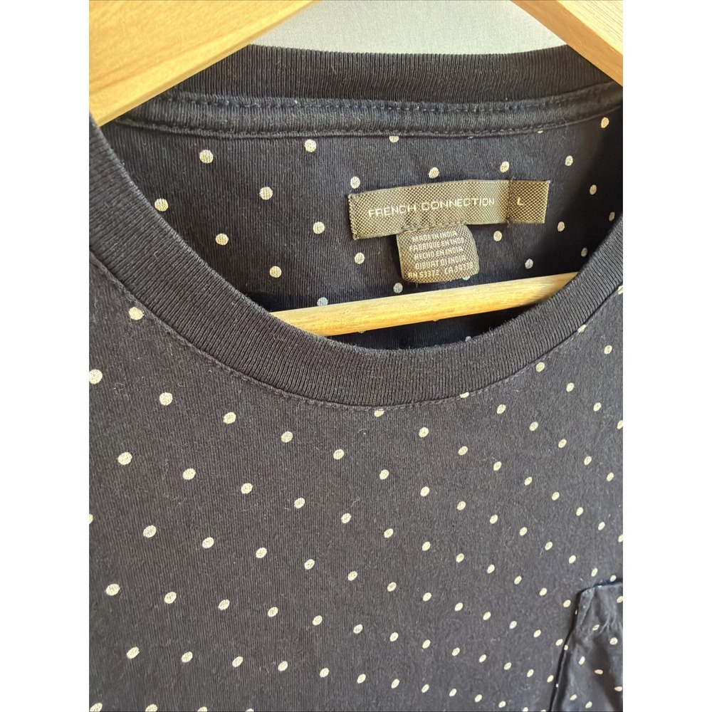 French Connection Large Men's T-Shirt Polkadot Black-And-White Large